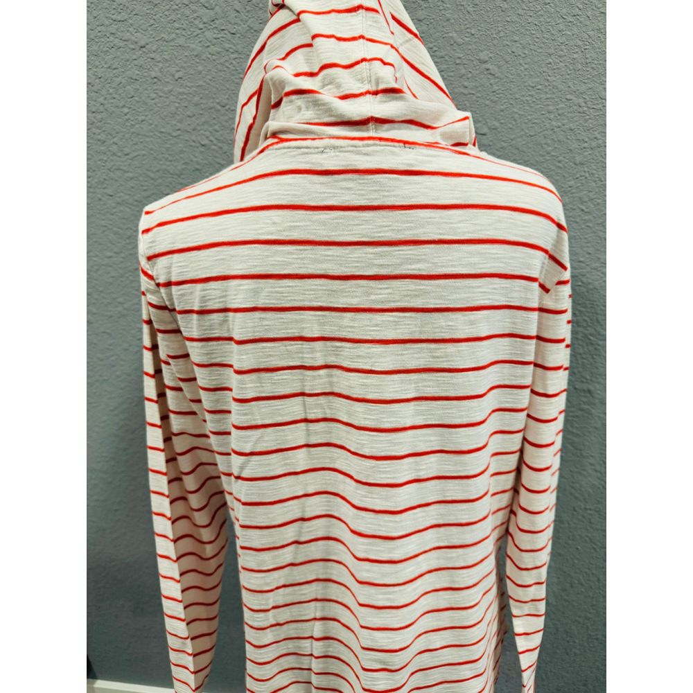 Tommy Hilfiger White & Red Striped Hoodie Top with Half-Zip - Size Large - Picture 14 of 16